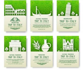 Green italy travel poster template vector