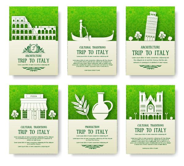 Green italy travel poster template vector