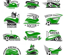 Green soccer logos design vectors
