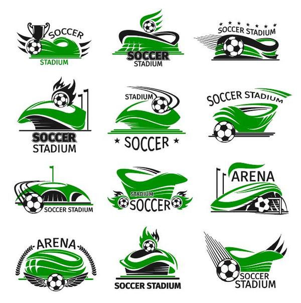 Green soccer logos design vectors