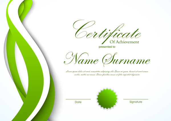 Green styles certificate template vector 01