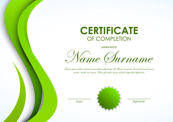 Green styles certificate template vector 02