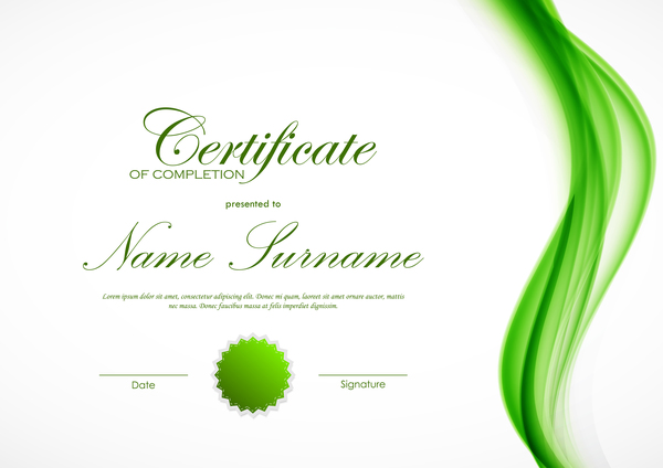Green styles certificate template vector 04