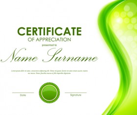 Green styles certificate template vector 05