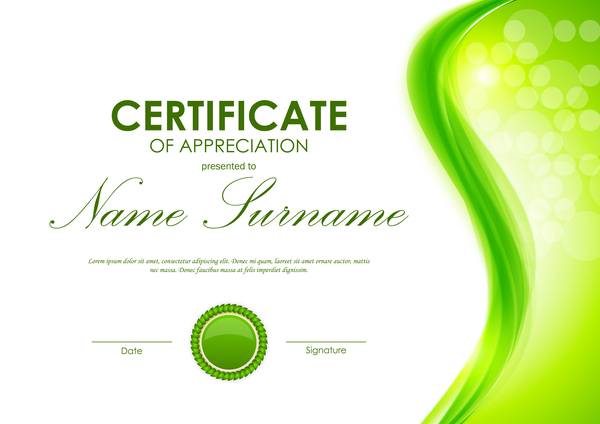 Green styles certificate template vector 05