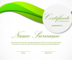 Green styles certificate template vector 06