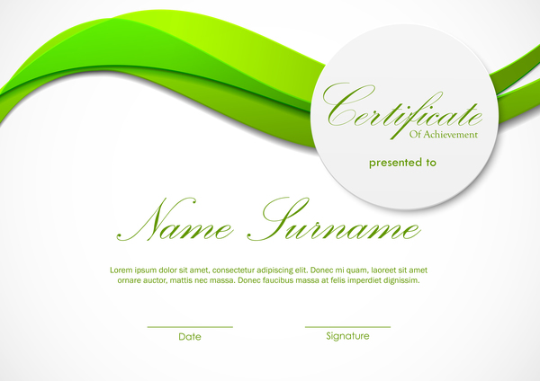 Green styles certificate template vector 06