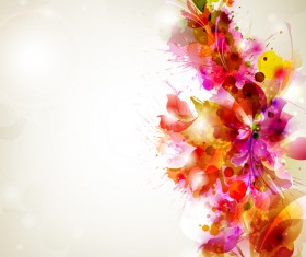 Grunge splash with floral vector background