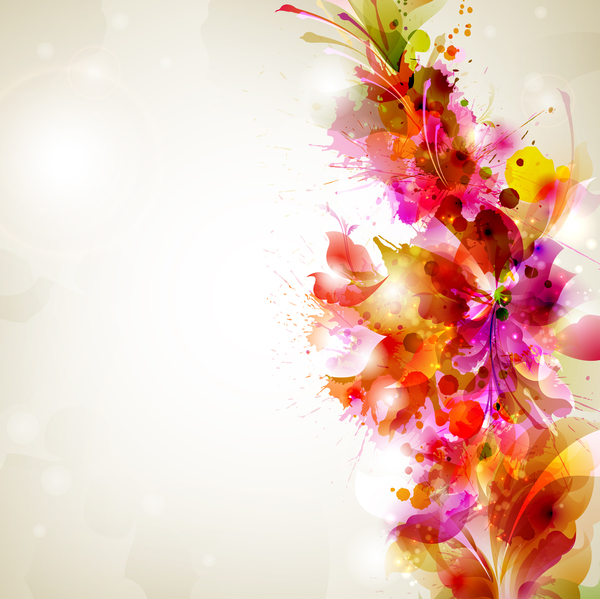 Grunge splash with floral vector background