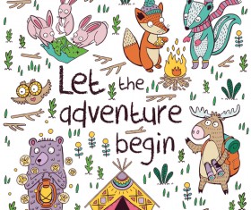 Hand drawn animal cartoon vectors