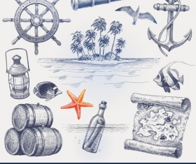 Hand drawn navigation travel vector material