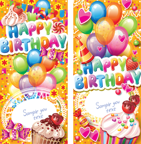 Download Happy birthday banner card vector free download