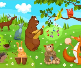 Happy cartoon animal vector material