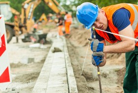 Hard work road construction workers Stock Photo 02