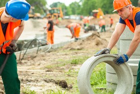 Hard work road construction workers Stock Photo 03