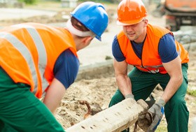 Hard work road construction workers Stock Photo 04