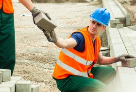 Hard work road construction workers Stock Photo 05