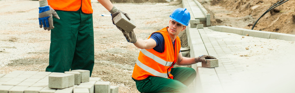 Hard work road construction workers Stock Photo 05