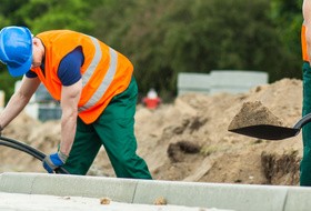 Hard work road construction workers Stock Photo 11