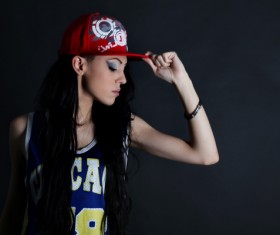 Hip-hop girl dressed up Stock Photo