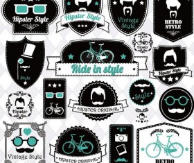 Hipster with bike logos vector