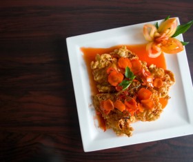 Home cooking tomato scrambled eggs Stock Photo