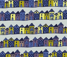 Houses streets seamless patterns vector material 01