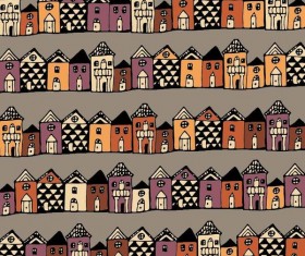 Houses streets seamless patterns vector material 02