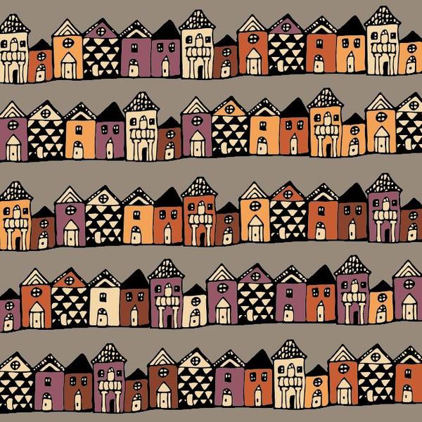 Houses streets seamless patterns vector material 02