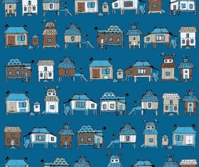 Houses streets seamless patterns vector material 03