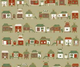 Houses streets seamless patterns vector material 04