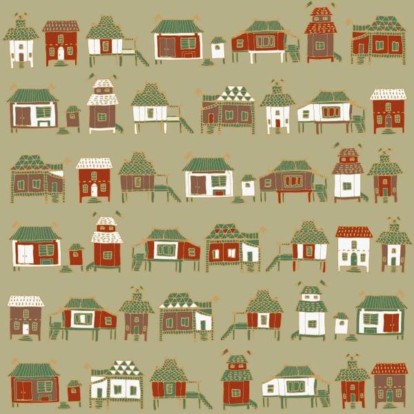 Houses streets seamless patterns vector material 04
