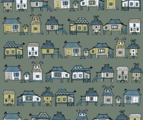 Houses streets seamless patterns vector material 05