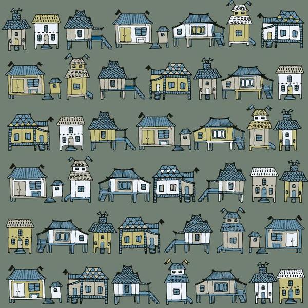 Houses streets seamless patterns vector material 05