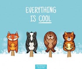 Ice cream with cute animal vector 02