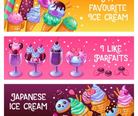 Ice creame horizontal banners vector