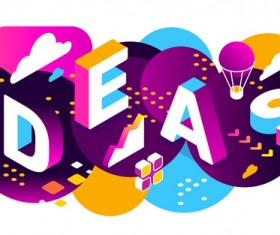 Ideas 3d business words illustration vector