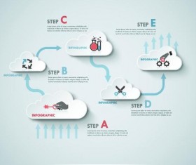 Infographic template with cloud vectors 04