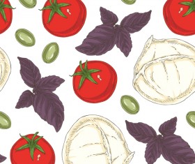 Italian vegetable seamless pattern vectors 04