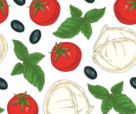 Italian vegetable seamless pattern vectors 05