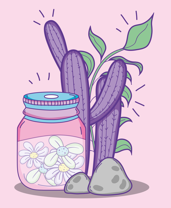 Jar with flower vector material 01