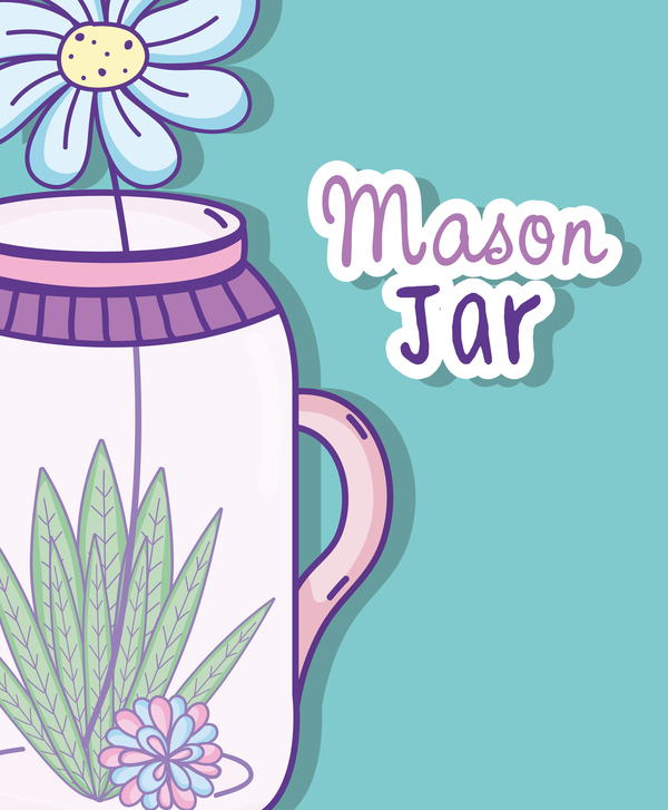 Jar with flower vector material 02