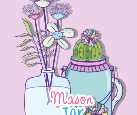 Jar with flower vector material 03