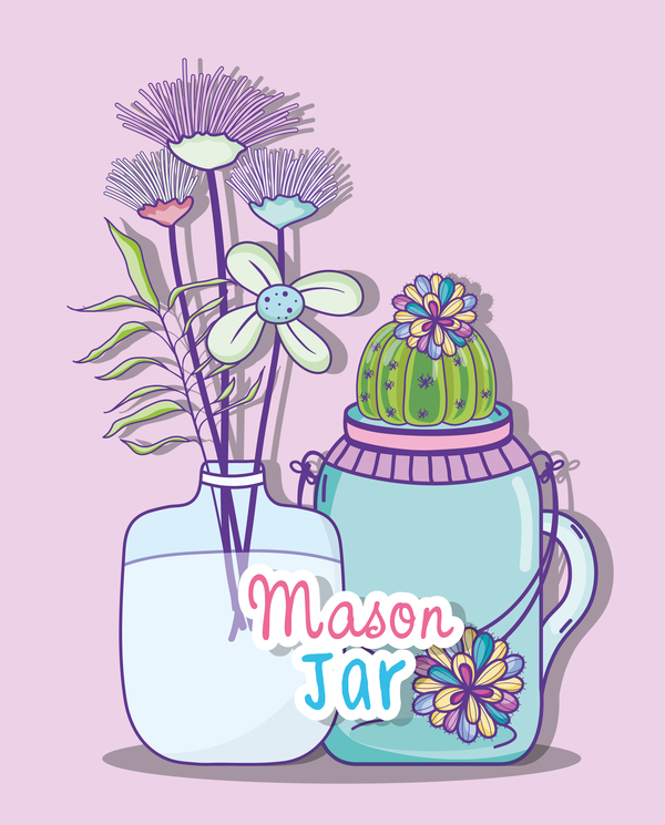 Jar with flower vector material 03