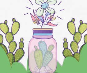 Jar with flower vector material 04