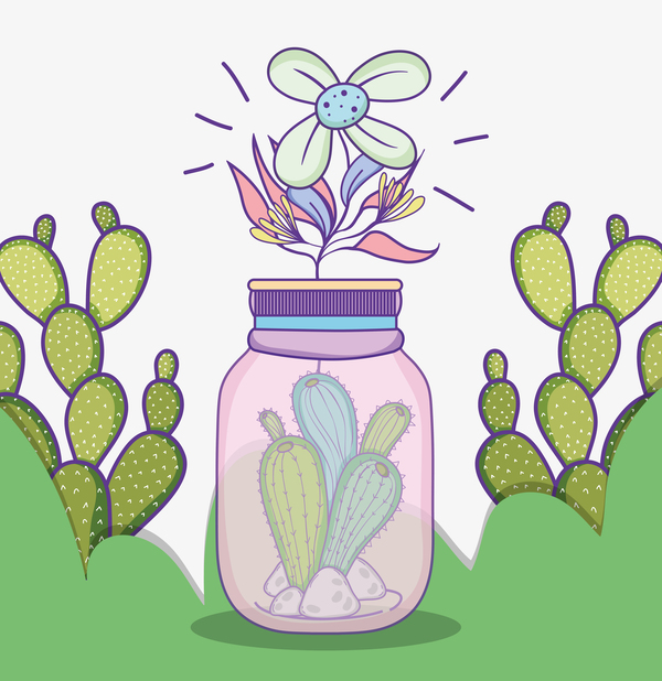 Jar with flower vector material 04