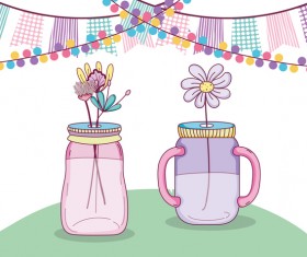 Jar with flower vector material 05