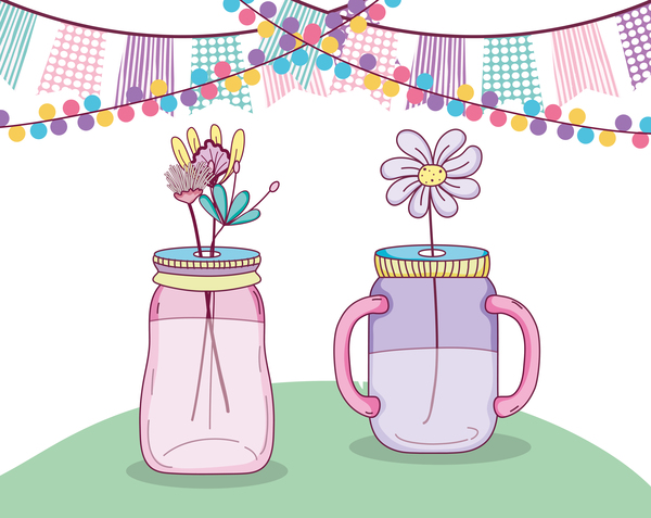 Jar with flower vector material 05