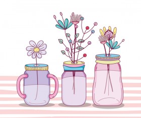 Jar with flower vector material 06