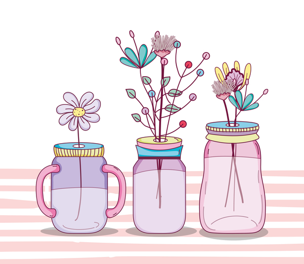 Jar with flower vector material 06